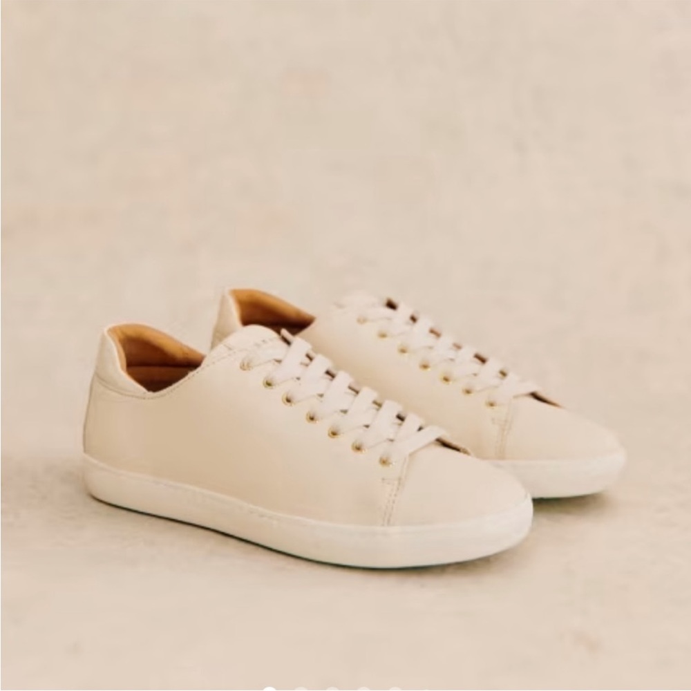 Sezane Jack Trainer in Smooth Ecru Size EU 39